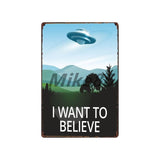 [ Mike86 ] Wanring AREA 51 I WANT TO BELIEVE UFO Aliens Metal Sign Wall Plaque Poster Custom Painting Room Decor Art LT-1695 - one46.com.au