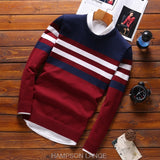 Male Knitwear Sweaters warm Round Collar pullovers 2019 spring autumn streetwear fashion Stitching Korean Slim men clothing - one46.com.au