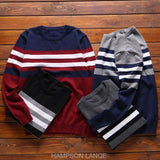 Male Knitwear Sweaters warm Round Collar pullovers 2019 spring autumn streetwear fashion Stitching Korean Slim men clothing - one46.com.au