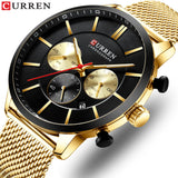 Stainless Steel Mesh Band Fashion Watch Men Waterproof Sport Watches for Men Quartz Clock Casual Business CURREN Wristwatch - one46.com.au