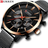 Stainless Steel Mesh Band Fashion Watch Men Waterproof Sport Watches for Men Quartz Clock Casual Business CURREN Wristwatch - one46.com.au