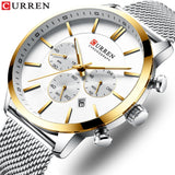 Stainless Steel Mesh Band Fashion Watch Men Waterproof Sport Watches for Men Quartz Clock Casual Business CURREN Wristwatch - one46.com.au