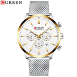Stainless Steel Mesh Band Fashion Watch Men Waterproof Sport Watches for Men Quartz Clock Casual Business CURREN Wristwatch - one46.com.au