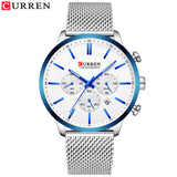 Stainless Steel Mesh Band Fashion Watch Men Waterproof Sport Watches for Men Quartz Clock Casual Business CURREN Wristwatch - one46.com.au