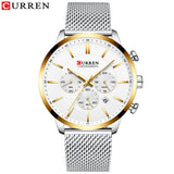 Stainless Steel Mesh Band Fashion Watch Men Waterproof Sport Watches for Men Quartz Clock Casual Business CURREN Wristwatch - one46.com.au