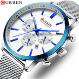 Stainless Steel Mesh Band Fashion Watch Men Waterproof Sport Watches for Men Quartz Clock Casual Business CURREN Wristwatch - one46.com.au