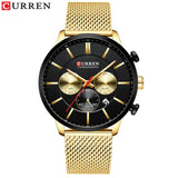 Quartz Clock Mens Watch Causal Sport Watches Luxury Brand Fashion Men Chronograph and Date CURREN Wristwatch with Steel Mesh - one46.com.au