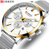 Quartz Clock Mens Watch Causal Sport Watches Luxury Brand Fashion Men Chronograph and Date CURREN Wristwatch with Steel Mesh - one46.com.au