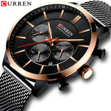 Quartz Business Stainless Steel Watch Men Mesh Band Fashion  Clock Waterproof Sport Watches for Men Casual  CURREN Wristwatch - one46.com.au