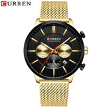 Quartz Business Stainless Steel Watch Men Mesh Band Fashion  Clock Waterproof Sport Watches for Men Casual  CURREN Wristwatch - one46.com.au