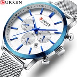 Quartz Business Stainless Steel Watch Men Mesh Band Fashion  Clock Waterproof Sport Watches for Men Casual  CURREN Wristwatch - one46.com.au