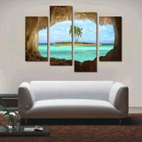 11449 4 Island Coconut Painting Outside The Cave Frameles Painting Decoration Art Canvas Modern Home Decoration Painting - one46.com.au