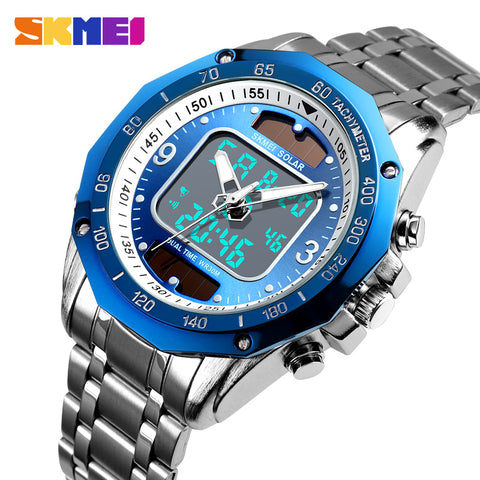 Solar Men Military Sport Watches Men's Digital Quartz Clock Full Steel Waterproof Wrist Watch relojes hombre 2019 SKMEI - one46.com.au