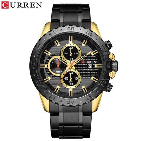 Stainless Steel Quartz Luxury Brand  Watches Men Chronograph Wristwatch Sporty  Clock Male Casual Business Quartz  CURREN Watch - one46.com.au