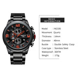 NIBOSI Relogio Masculino Mens Watches Top Brand Luxury Men Watch Military Sport Wristwatch Wristwatch Big Dial Quartz Watch Men - one46.com.au