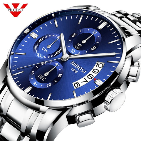 NIBOSI Luxury Brand Men Fashion Sport Watches Men's Quartz Men Watches Analog Clock Man Full Steel Wrist Watch Relogio Masculino - one46.com.au