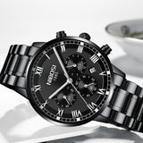 NIBOSI Relogio Masculino Men Watch Chronograph Stainless Steel Watches Men Waterproof Quartz Watch Luxury Casual Business Clock - one46.com.au