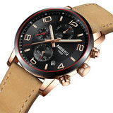 NIBOSI Chronograph Men Sport Watch Male Leather Automatic Date Quartz Watches Mens Top Luxury Brand Waterproof Relogio Masculino - one46.com.au