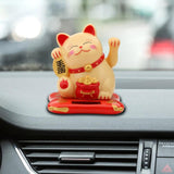3.5/2.5inch Fashion  Black/White Solar Powered  Lucky Fortune Cat Welcoming Fortune Cat For Home Car Figurine Decor Craft - one46.com.au
