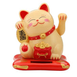 3.5/2.5inch Fashion  Black/White Solar Powered  Lucky Fortune Cat Welcoming Fortune Cat For Home Car Figurine Decor Craft - one46.com.au