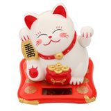 3.5/2.5inch Fashion  Black/White Solar Powered  Lucky Fortune Cat Welcoming Fortune Cat For Home Car Figurine Decor Craft - one46.com.au