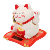 3.5/2.5inch Fashion  Black/White Solar Powered  Lucky Fortune Cat Welcoming Fortune Cat For Home Car Figurine Decor Craft - one46.com.au