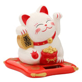 3.5/2.5inch Fashion  Black/White Solar Powered  Lucky Fortune Cat Welcoming Fortune Cat For Home Car Figurine Decor Craft - one46.com.au