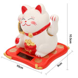 3.5/2.5inch Fashion  Black/White Solar Powered  Lucky Fortune Cat Welcoming Fortune Cat For Home Car Figurine Decor Craft - one46.com.au