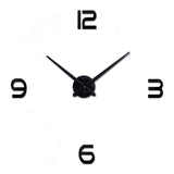 Modern Large Wall Clock DIY 3D Quartz Clock Decorative Watch For Living Room Kitchen Bedroom Office Frameless  DecorationBlack - one46.com.au