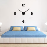 Modern Large Wall Clock DIY 3D Quartz Clock Decorative Watch For Living Room Kitchen Bedroom Office Frameless  DecorationBlack - one46.com.au