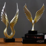 Wings Figurines Resin Ornaments Creative Wings Statue Retro Desktop Crafts Artwork Home Office Decoration - one46.com.au