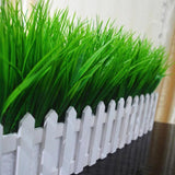 Fake Plant Pot Decoration Artificial Grass White Wooden Fence Potted Decoration  E2S - one46.com.au