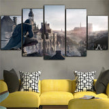 5Pieces Canvas Prints Waterproof Ink Oil Painting Assassins Creed Canvas Art Pictures For Room Tableau Mural Wall Prints Poster - one46.com.au