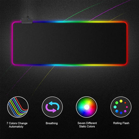 RGB Colorful LED Lighting Mouse Pad Mat for PC Laptop Gaming EM88 - one46.com.au