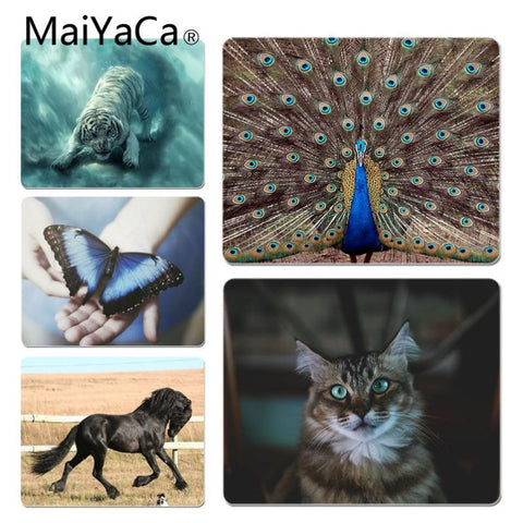 MaiYaCa Peacock Cat Tiger Horse Pet Unique Desktop Pad Game Not Lockedge Mousepad Size for 25x29x0.2cm Gaming Mousepads - one46.com.au