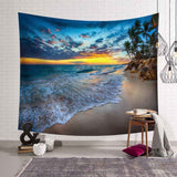 Tropical Palm Tree Leaves Tapestry Wall Hanging Seaside Sunset Landscape Tapestries Yoga Beach Towel Bohemian Decor for Home - one46.com.au