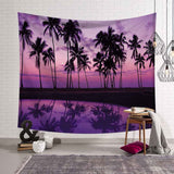 Tropical Palm Tree Leaves Tapestry Wall Hanging Seaside Sunset Landscape Tapestries Yoga Beach Towel Bohemian Decor for Home - one46.com.au