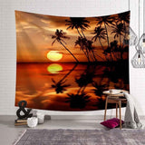 Tropical Palm Tree Leaves Tapestry Wall Hanging Seaside Sunset Landscape Tapestries Yoga Beach Towel Bohemian Decor for Home - one46.com.au