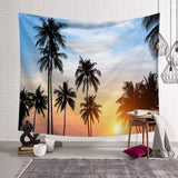 Tropical Palm Tree Leaves Tapestry Wall Hanging Seaside Sunset Landscape Tapestries Yoga Beach Towel Bohemian Decor for Home - one46.com.au