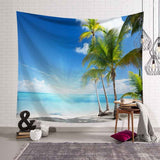 Tropical Palm Tree Leaves Tapestry Wall Hanging Seaside Sunset Landscape Tapestries Yoga Beach Towel Bohemian Decor for Home - one46.com.au