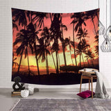 Tropical Palm Tree Leaves Tapestry Wall Hanging Seaside Sunset Landscape Tapestries Yoga Beach Towel Bohemian Decor for Home - one46.com.au