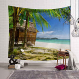 Tropical Palm Tree Leaves Tapestry Wall Hanging Seaside Sunset Landscape Tapestries Yoga Beach Towel Bohemian Decor for Home - one46.com.au