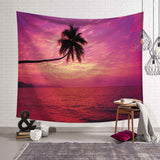 Tropical Palm Tree Leaves Tapestry Wall Hanging Seaside Sunset Landscape Tapestries Yoga Beach Towel Bohemian Decor for Home - one46.com.au