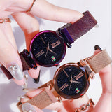 Women Fashion wild Starry sky watch Milan Magnet Buckle Luxury Fashion Ladies Geometric Surface Roman Numeral Quartz Watch - one46.com.au