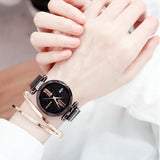 Women Fashion wild Starry sky watch Milan Magnet Buckle Luxury Fashion Ladies Geometric Surface Roman Numeral Quartz Watch - one46.com.au