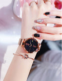 Women Fashion wild Starry sky watch Milan Magnet Buckle Luxury Fashion Ladies Geometric Surface Roman Numeral Quartz Watch - one46.com.au