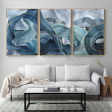 Abstract Blue Gold Foil Annual Ring Canvas Art Modern Blue and Gold Poster Luxury Wall Picture for Living Room 3D Place Tableau - one46.com.au