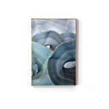 Abstract Blue Gold Foil Annual Ring Canvas Art Modern Blue and Gold Poster Luxury Wall Picture for Living Room 3D Place Tableau - one46.com.au