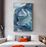 Abstract Blue Gold Foil Annual Ring Canvas Art Modern Blue and Gold Poster Luxury Wall Picture for Living Room 3D Place Tableau - one46.com.au