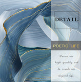 Abstract Blue Gold Foil Annual Ring Canvas Art Modern Blue and Gold Poster Luxury Wall Picture for Living Room 3D Place Tableau - one46.com.au